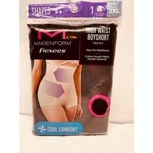 Women Black Maidenform Flexees Firm Cool Comfort High Waist Boyshort Size 2X New